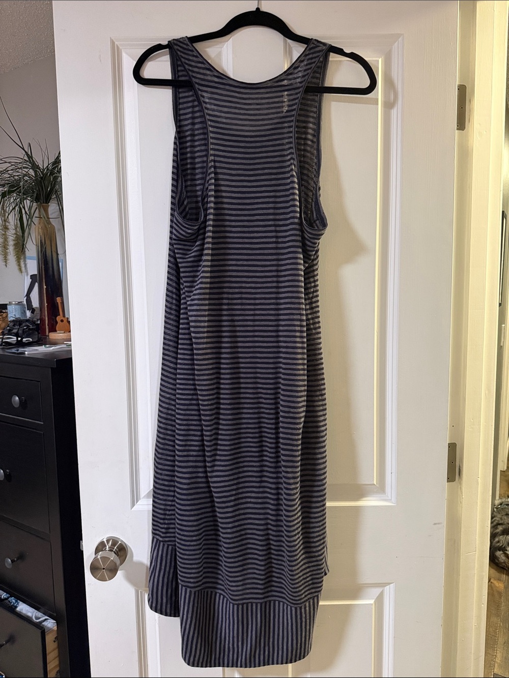 Eileen Fisher Navy and Gray Striped Knit dress or tunic - Picture 4 of 4